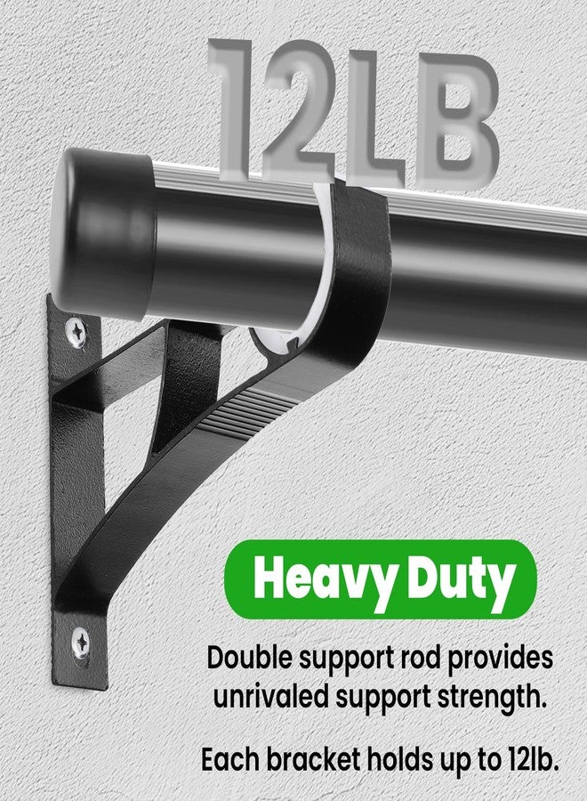 AojSup 24pcs Heavy Duty Curtain Rod Bracket with Screws, Wall Mount Curtain Rod Holders for Wall - Fit 1 Inch Drape Rods, Black Aluminum Alloy with ABS Plastic - Image 5